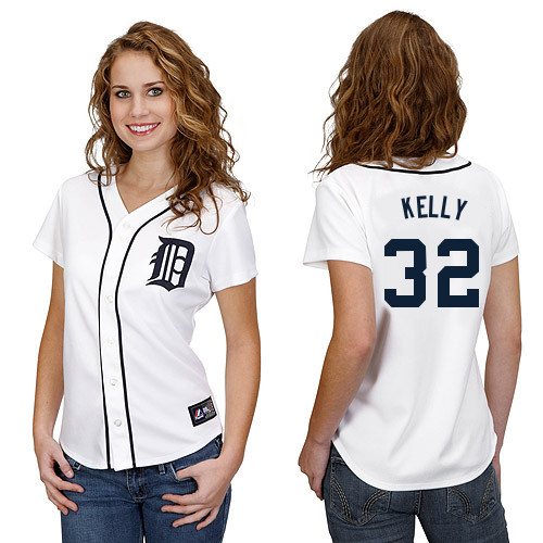 Don Kelly #32 mlb Jersey-Detroit Tigers Women's Authentic Home White Cool Base Baseball Jersey